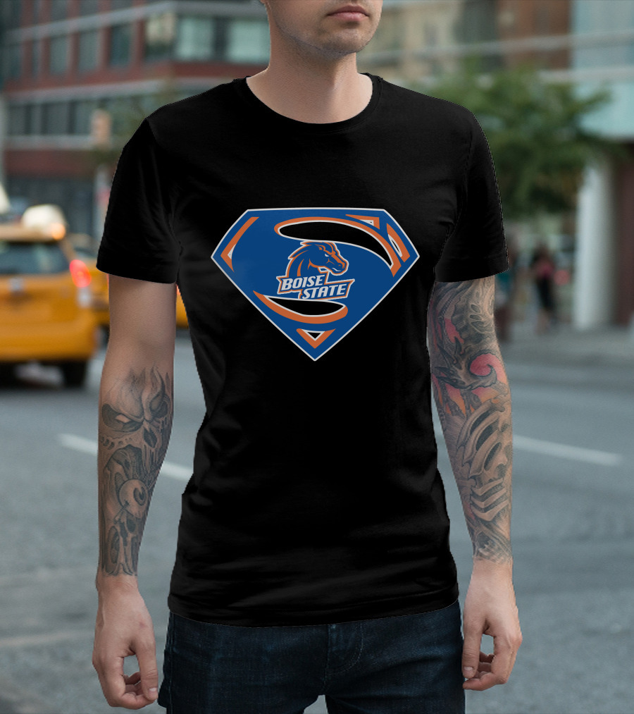 Boise State Superman Boise State Broncos Super Hero Emblem T-Shirt