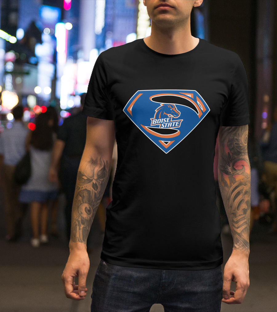 Boise State Superman Boise State Broncos Super Hero Emblem T-Shirt