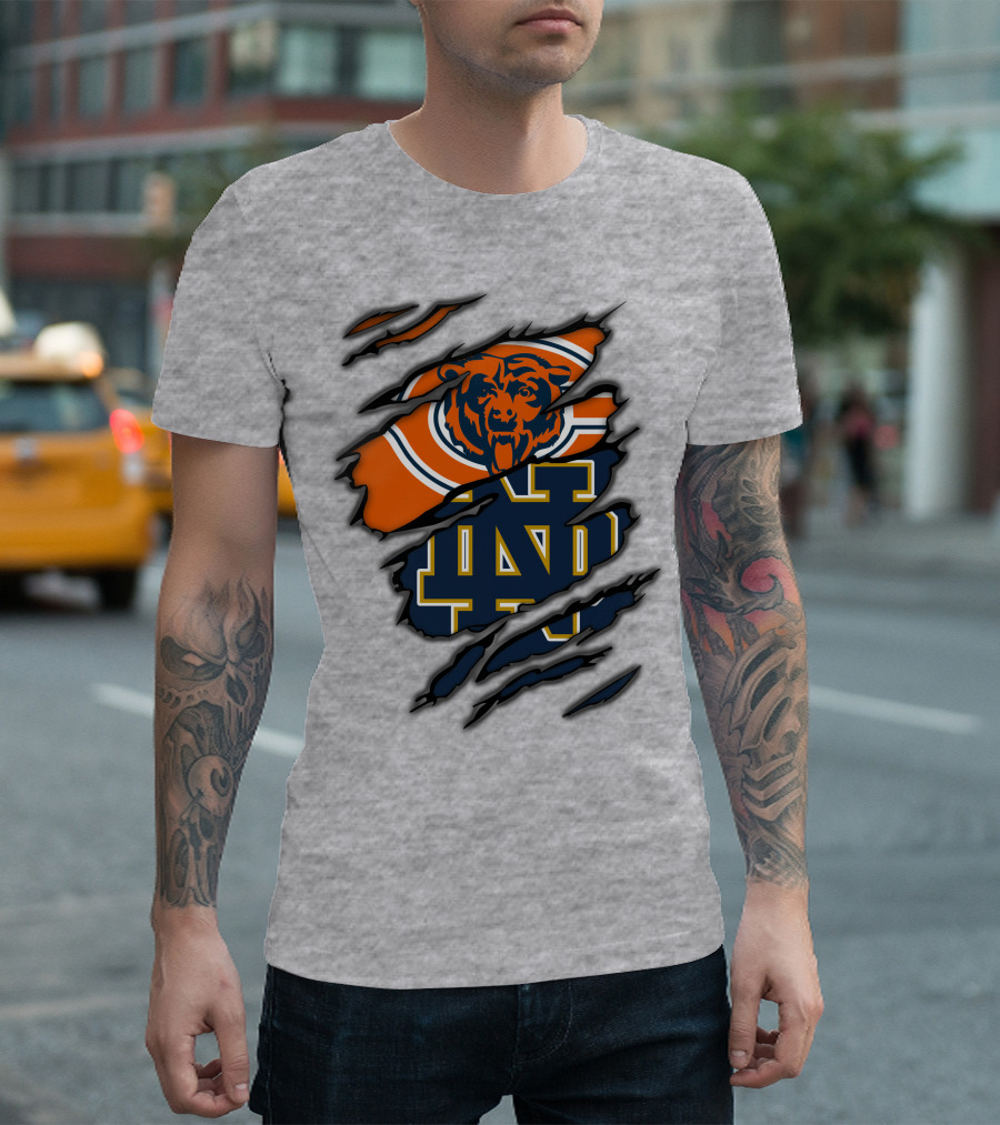 Chicago Bears Notre Dame Fighting Irish Crossover T-Shirt