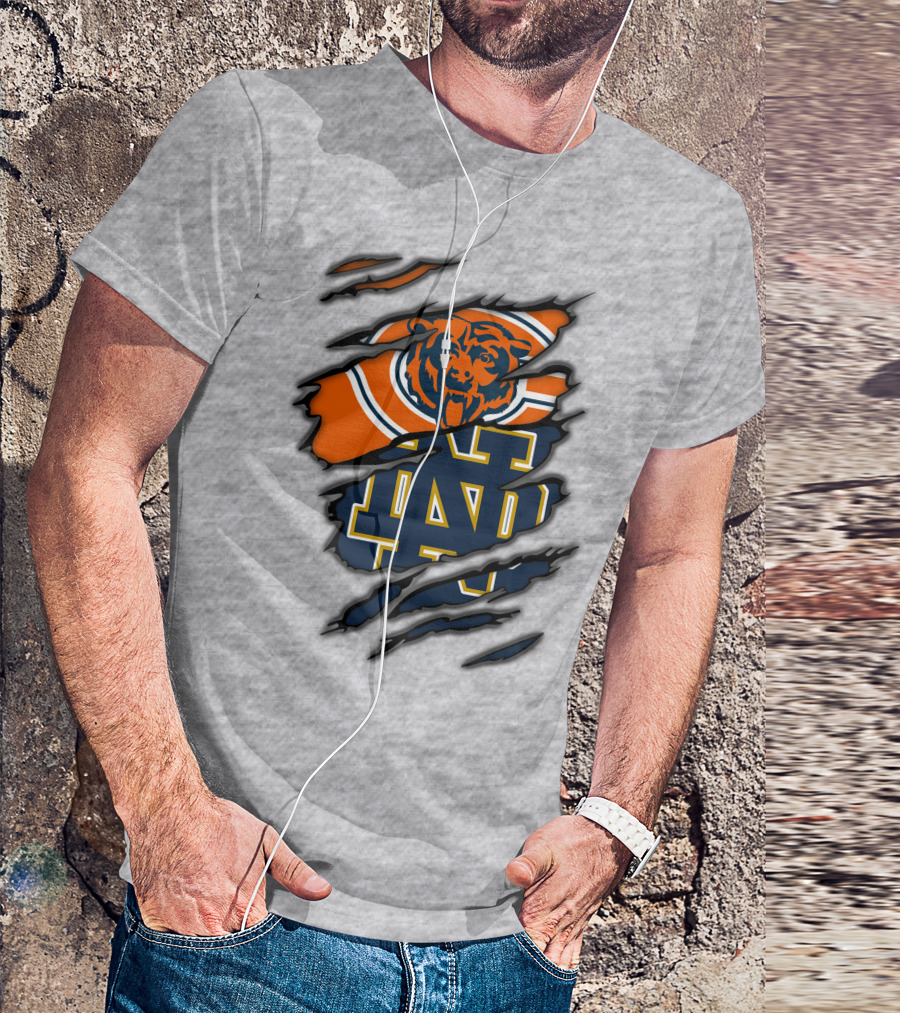 Chicago Bears Notre Dame Fighting Irish Crossover T-Shirt