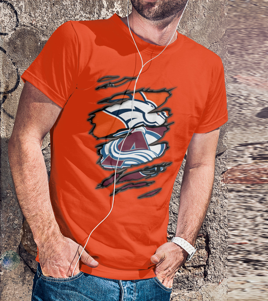 Broncos Avalanche Nfl Nhl Logo Crossover Collaboration T-Shirt