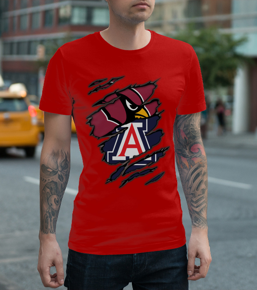Arizona Cardinals University Wildcats Logo Fusion T-Shirt