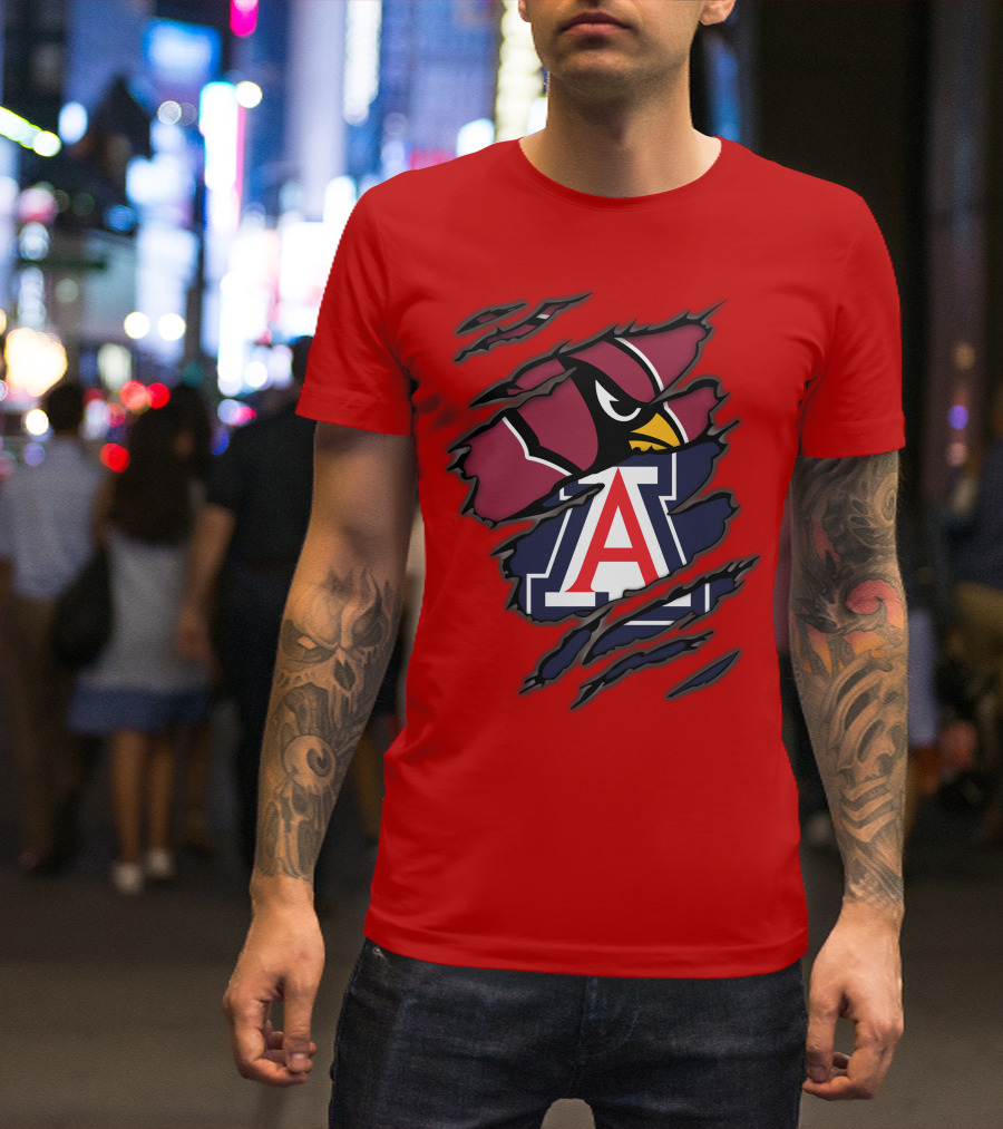 Arizona Cardinals University Wildcats Logo Fusion T-Shirt