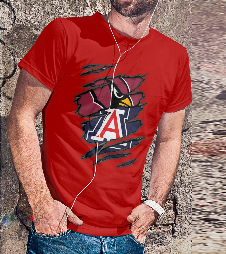 Arizona Cardinals University Wildcats Logo Fusion T-Shirt