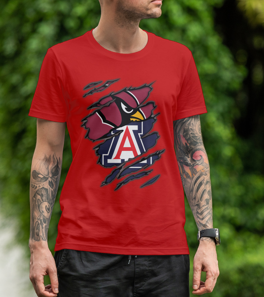 Arizona Cardinals University Wildcats Logo Fusion T-Shirt