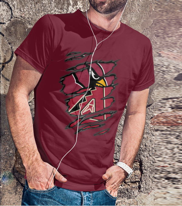 Cardinals And Diamondbacks Union Ripped Claw Marks Logo Fan T-Shirt