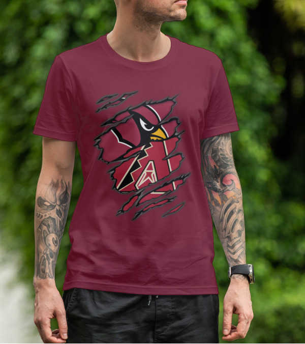 Cardinals And Diamondbacks Union Ripped Claw Marks Logo Fan T-Shirt