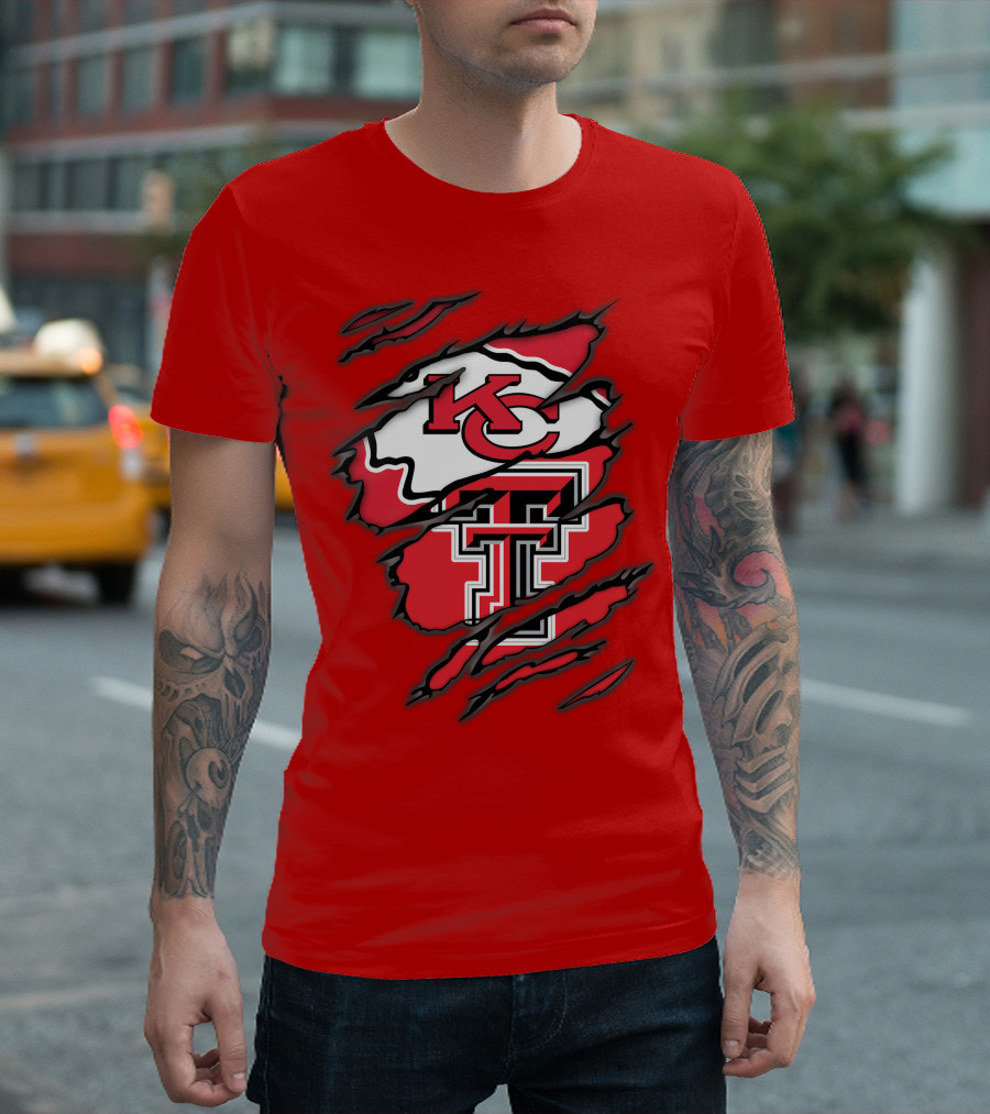 Kansas City Chiefs Texas Tech Red Raiders Logo Fusion T-Shirt