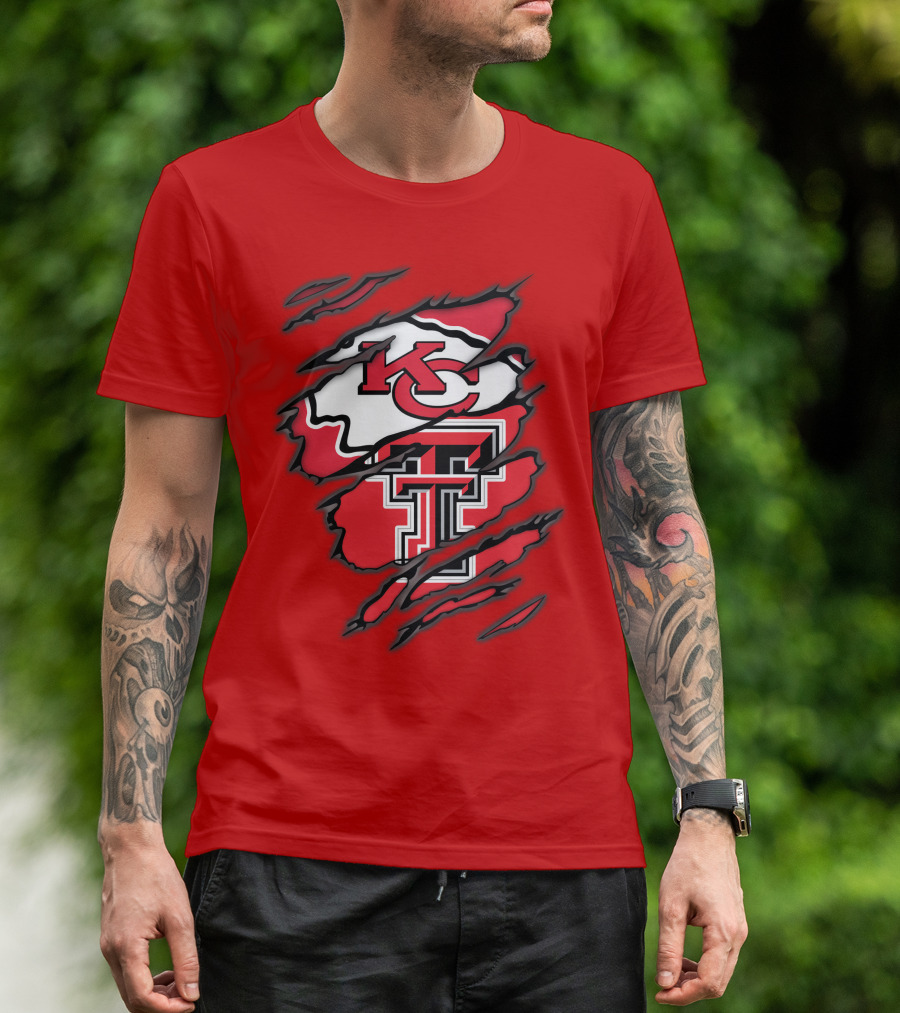 Kansas City Chiefs Texas Tech Red Raiders Logo Fusion T-Shirt