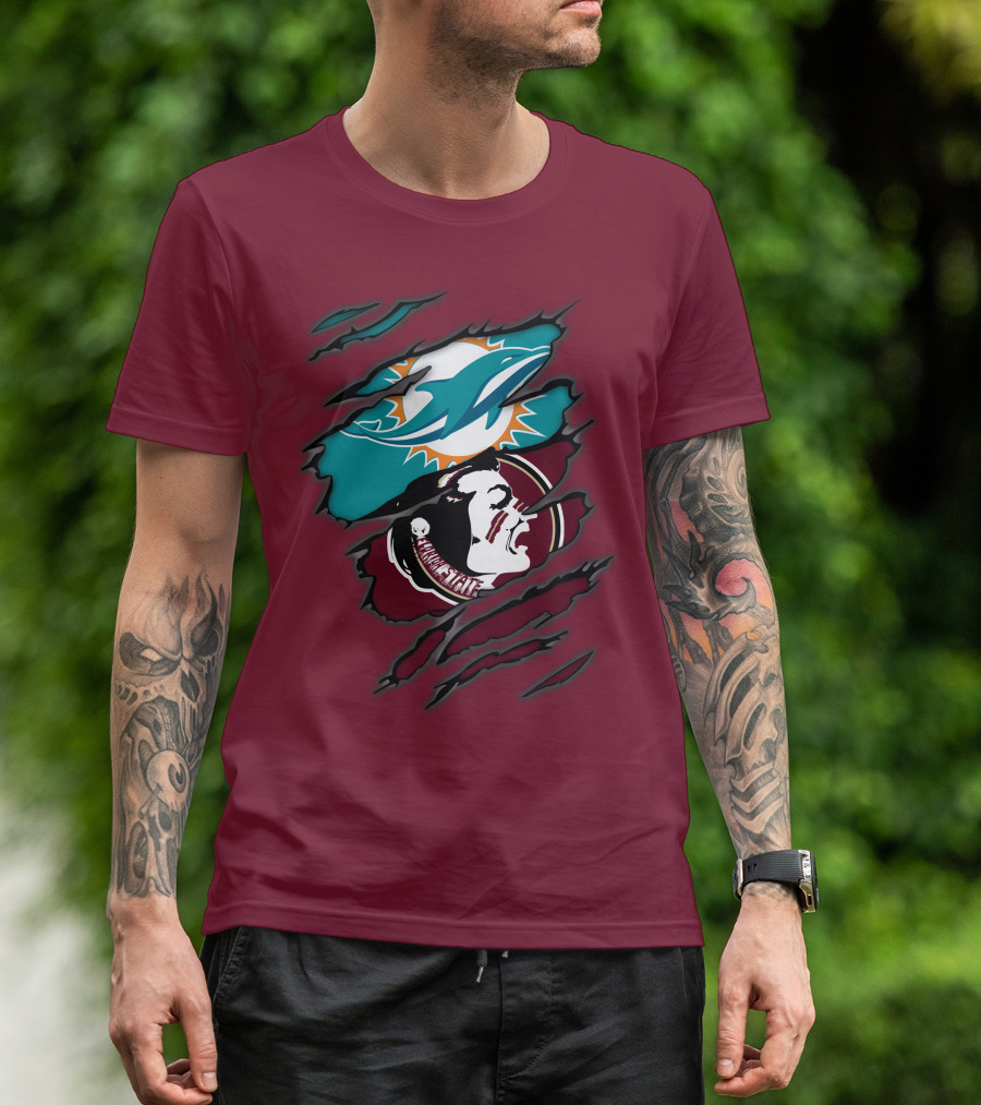 Miami Dolphins Florida State Seminoles Logo Mashup T-Shirt