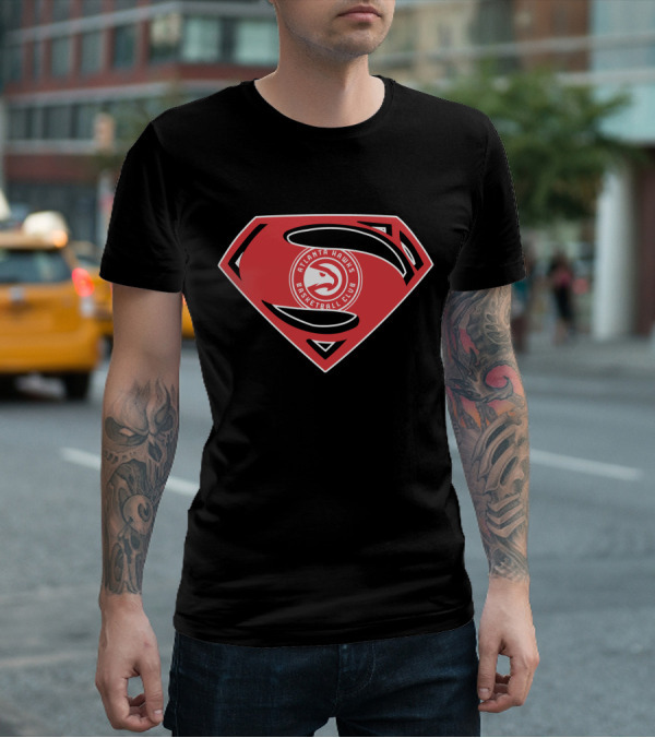 Atlanta Hawks Basketball Club Superman Logo Mashup T-Shirt