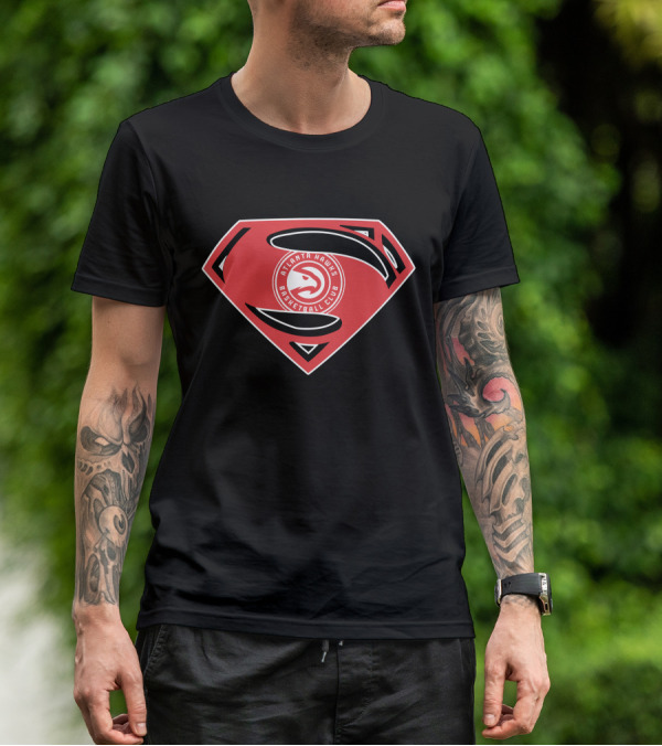 Atlanta Hawks Basketball Club Superman Logo Mashup T-Shirt