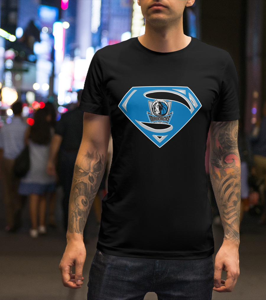 Superman Mavericks Logo With Dallas Mavericks NBA T-Shirt