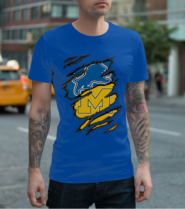 Detroit Lions Michigan Wolverines Crossover T-Shirt