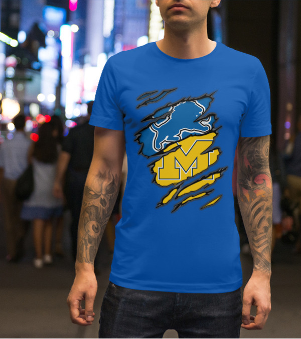 Detroit Lions Michigan Wolverines Crossover T-Shirt