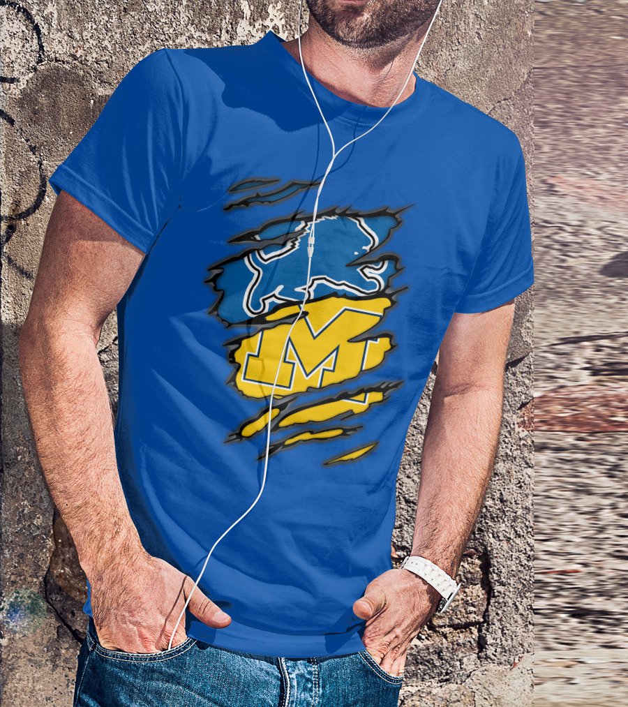Detroit Lions Michigan Wolverines Crossover T-Shirt