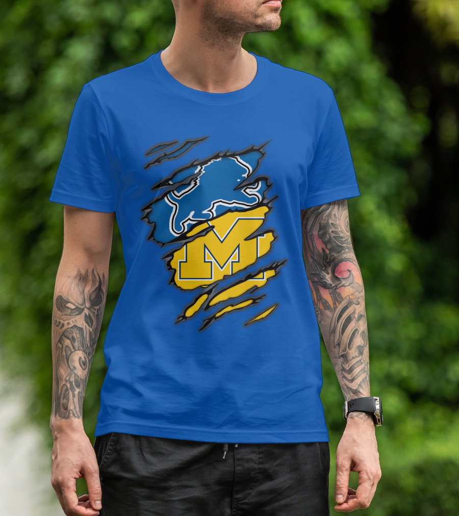 Detroit Lions Michigan Wolverines Crossover T-Shirt