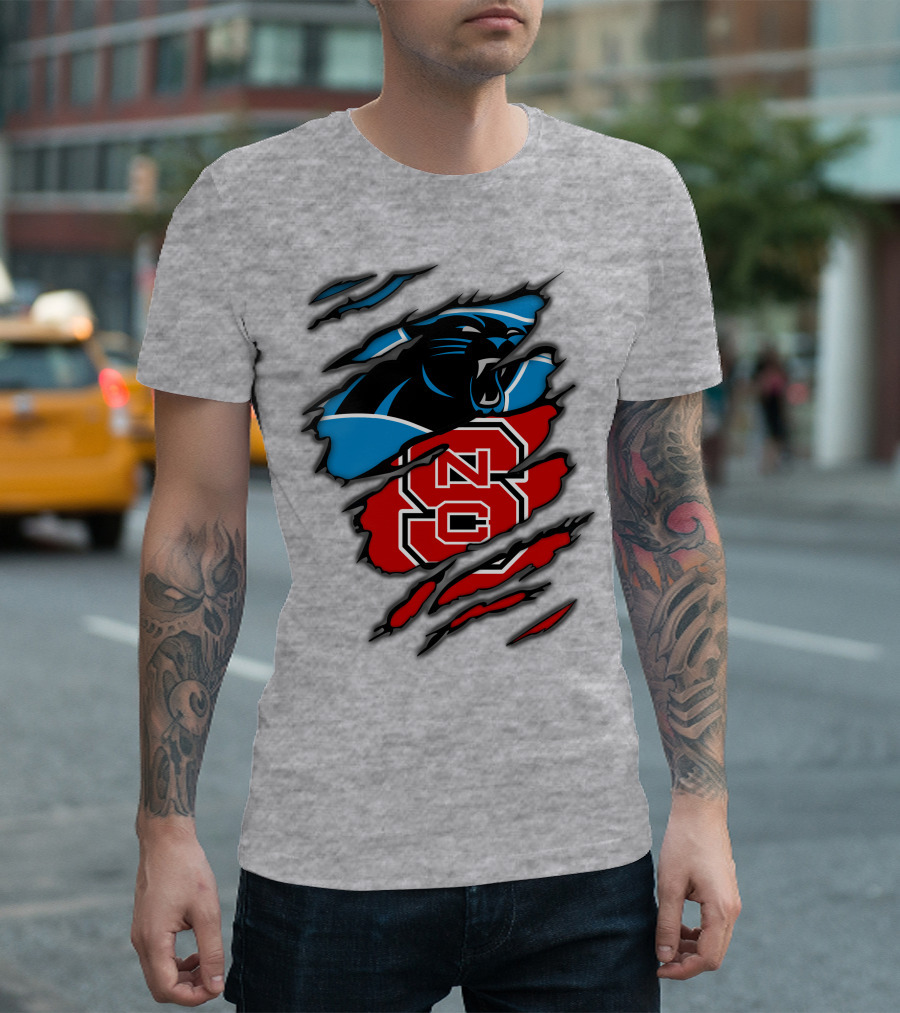 Carolina Panthers Nc State Wolfpack Claw Mark Logo Mashup T-Shirt