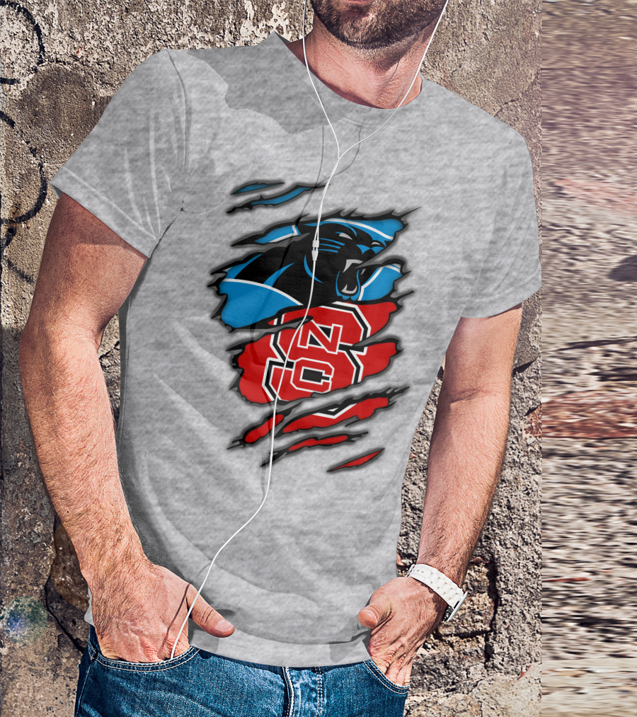 Carolina Panthers Nc State Wolfpack Claw Mark Logo Mashup T-Shirt