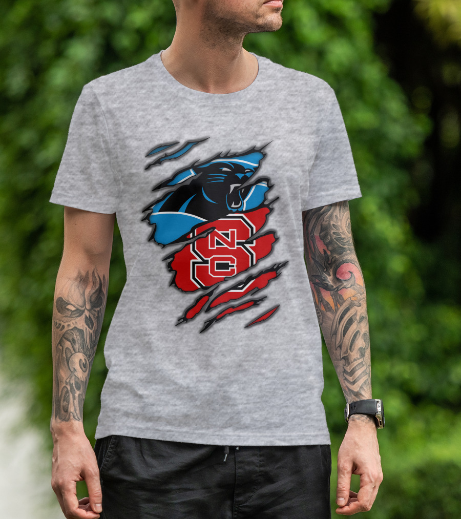 Carolina Panthers Nc State Wolfpack Claw Mark Logo Mashup T-Shirt
