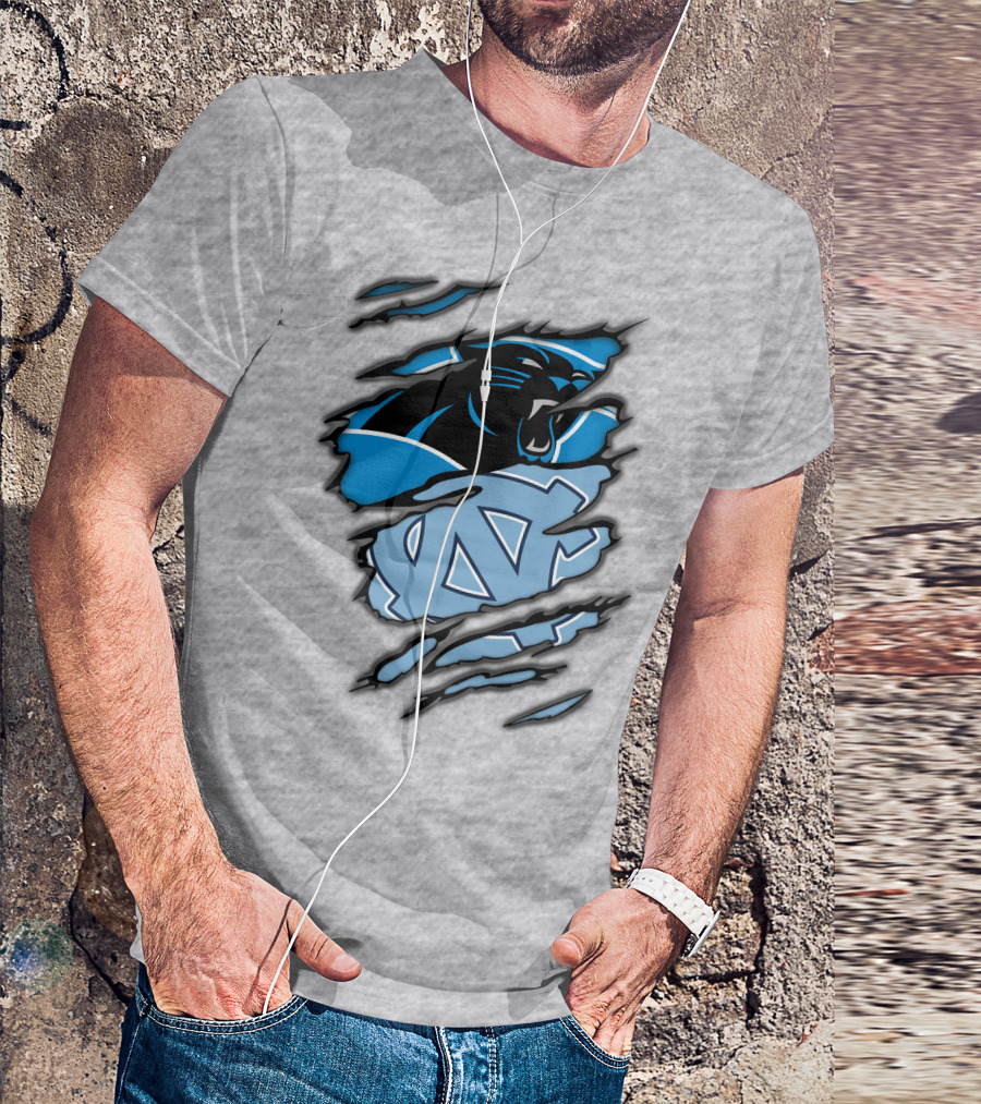 Carolina Panthers And North Carolina Tar Heels Logo Mashup T-Shirt