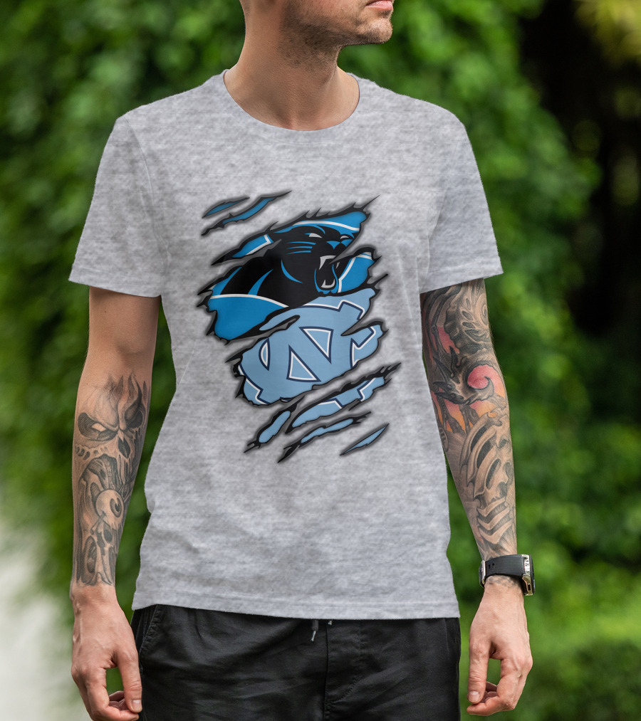 Carolina Panthers And North Carolina Tar Heels Logo Mashup T-Shirt