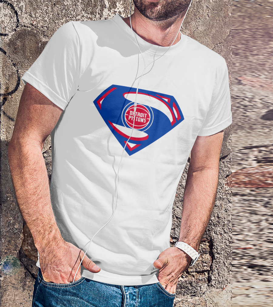 Detroit Pistons Superman Logo Combination T-Shirt