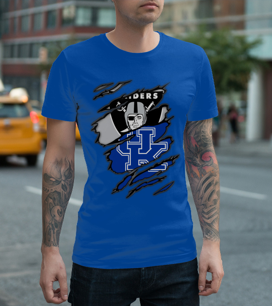 Raiders Kentucky Interlocking Design with Raider and UK Symbols T-Shirt