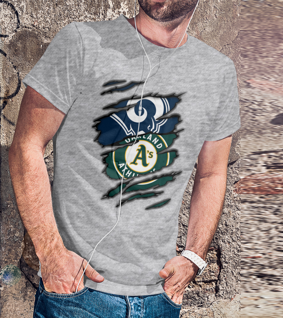 Rams Oakland Athletics Dual Fan Torn Layers T-Shirt