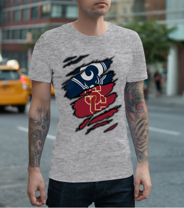 Rams USC Trojans Claw Marks T-Shirt