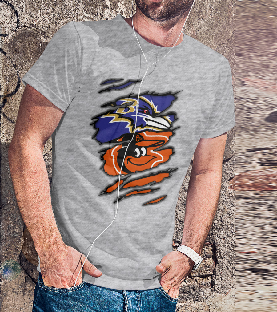 Baltimore Ravens Orioles Logo Mashup T-Shirt
