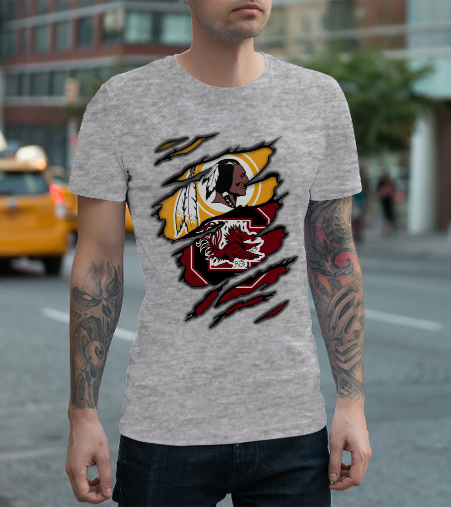 Redskins South Carolina Gamecocks Logo Mashup T-Shirt