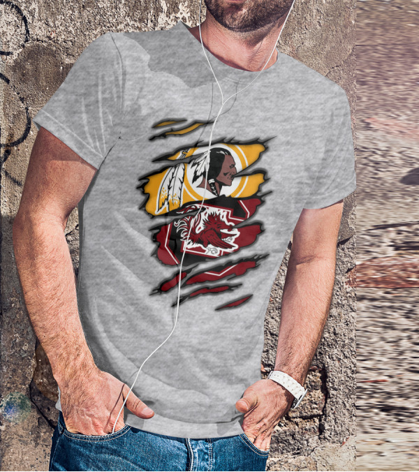 Redskins South Carolina Gamecocks Logo Mashup T-Shirt