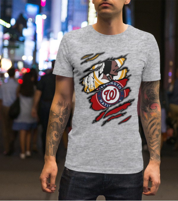 Washington Redskins And Washington Nationals Logo Mashup T-Shirt