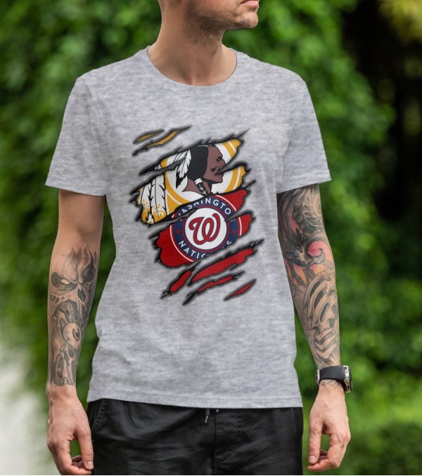 Washington Redskins And Washington Nationals Logo Mashup T-Shirt