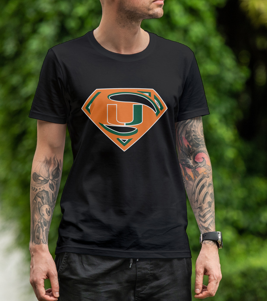 Superman Miami Hurricanes Logo Fusion T-Shirt