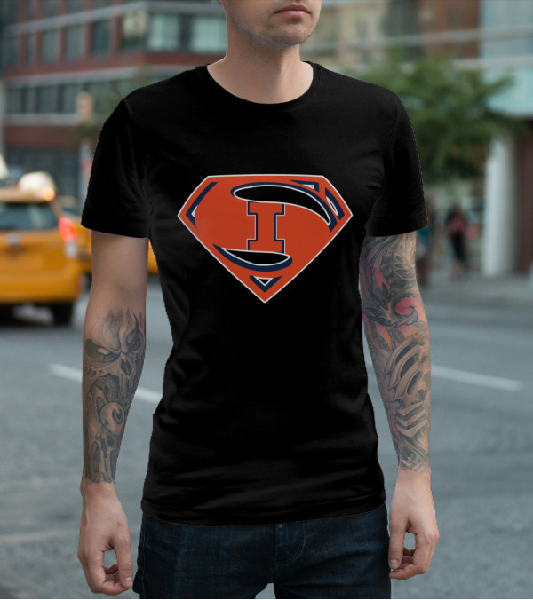 Superman Illinois Fighting Illini Logo Emblem T-Shirt
