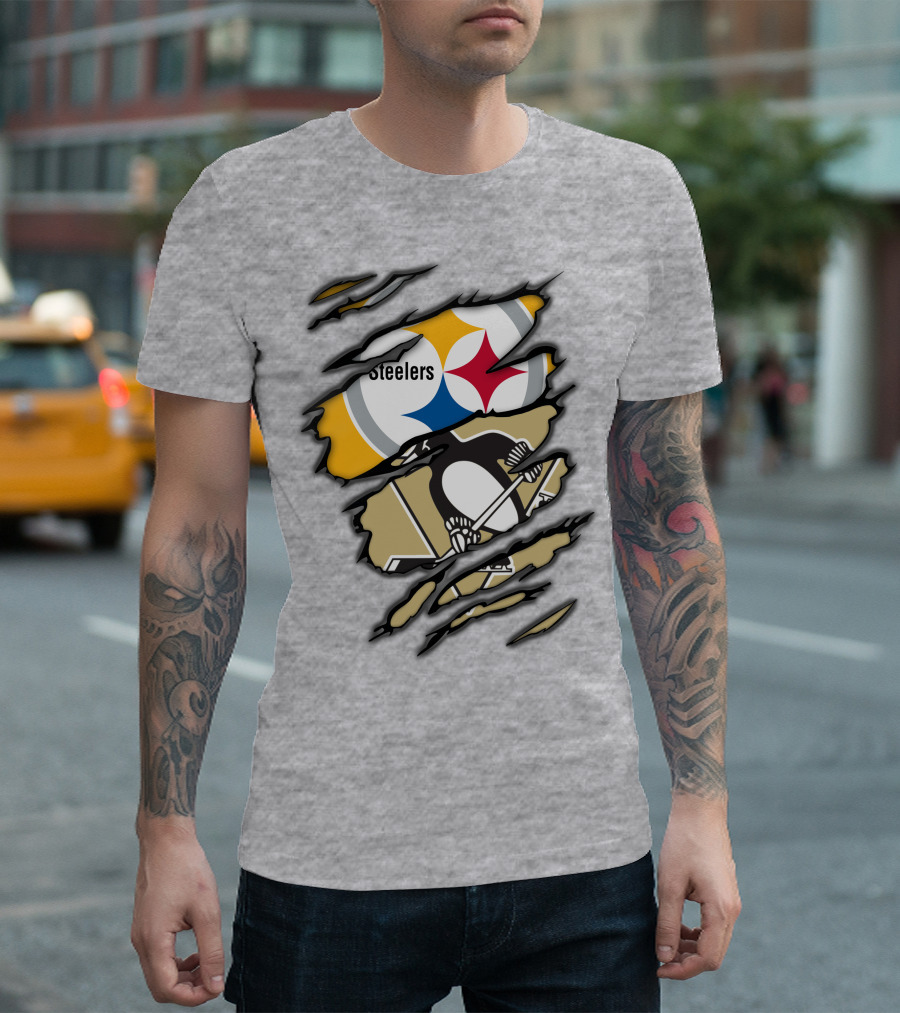 Steelers Penguins Ripped Claw T-Shirt