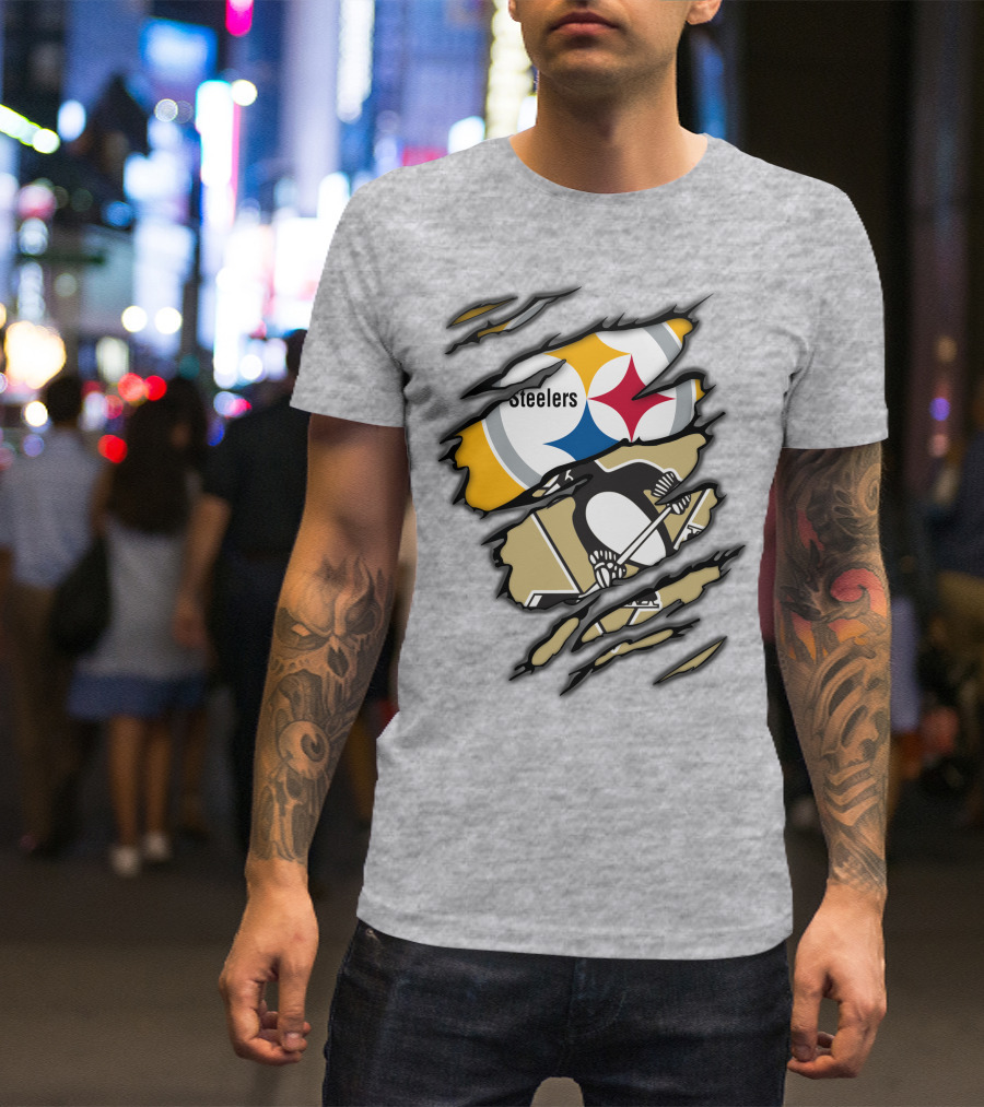 Steelers Penguins Ripped Claw T-Shirt