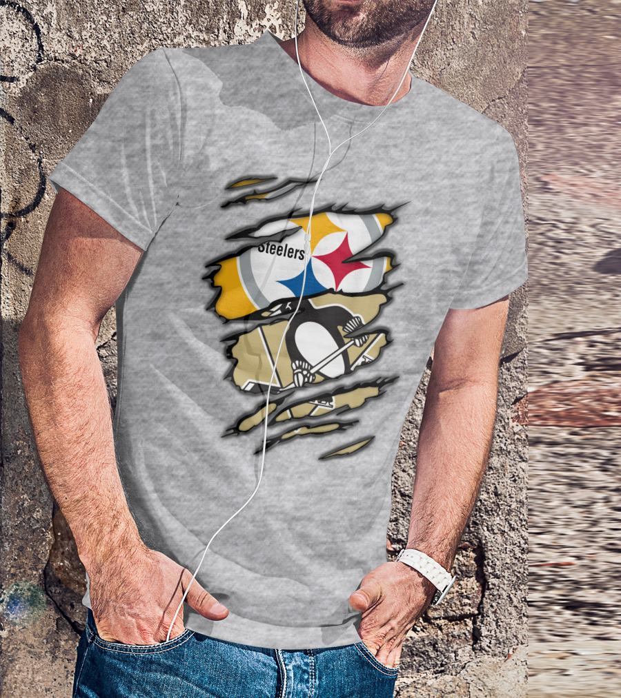 Steelers Penguins Ripped Claw T-Shirt