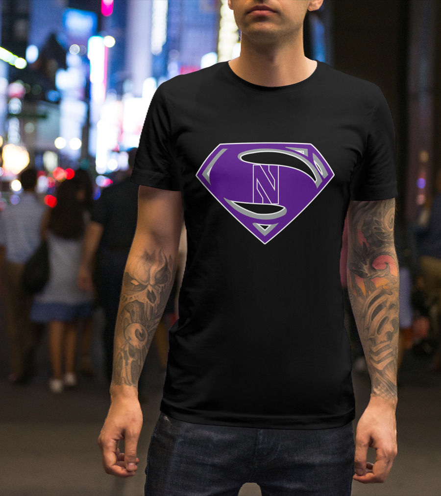 Superman NWildcats Purple Shield T-Shirt