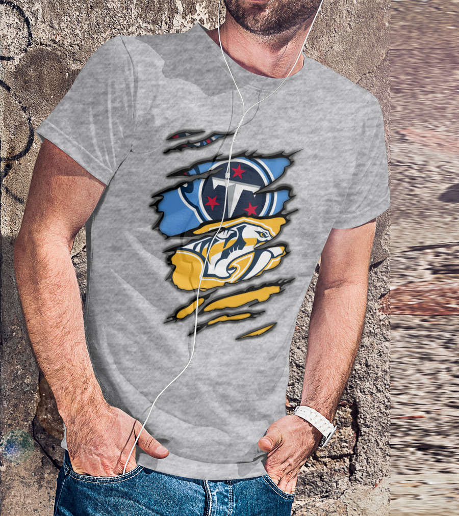 Tennessee Titans Nashville Predators Claw Logo Mashup T-Shirt
