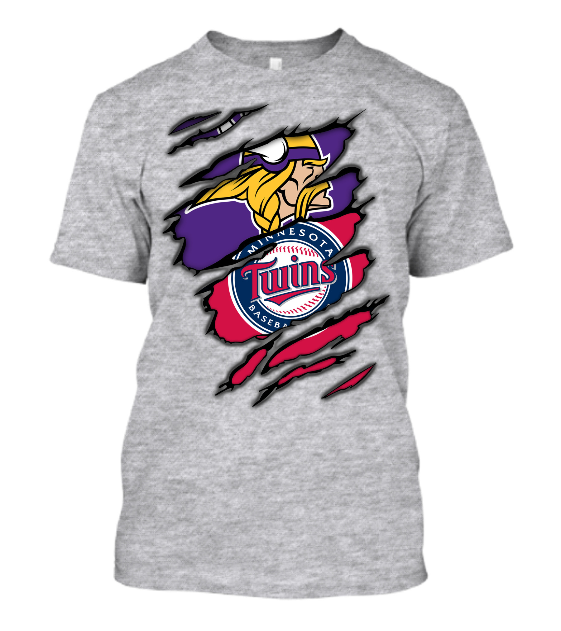 Minnesota Vikings And Twins Baseball Fusion T-Shirt