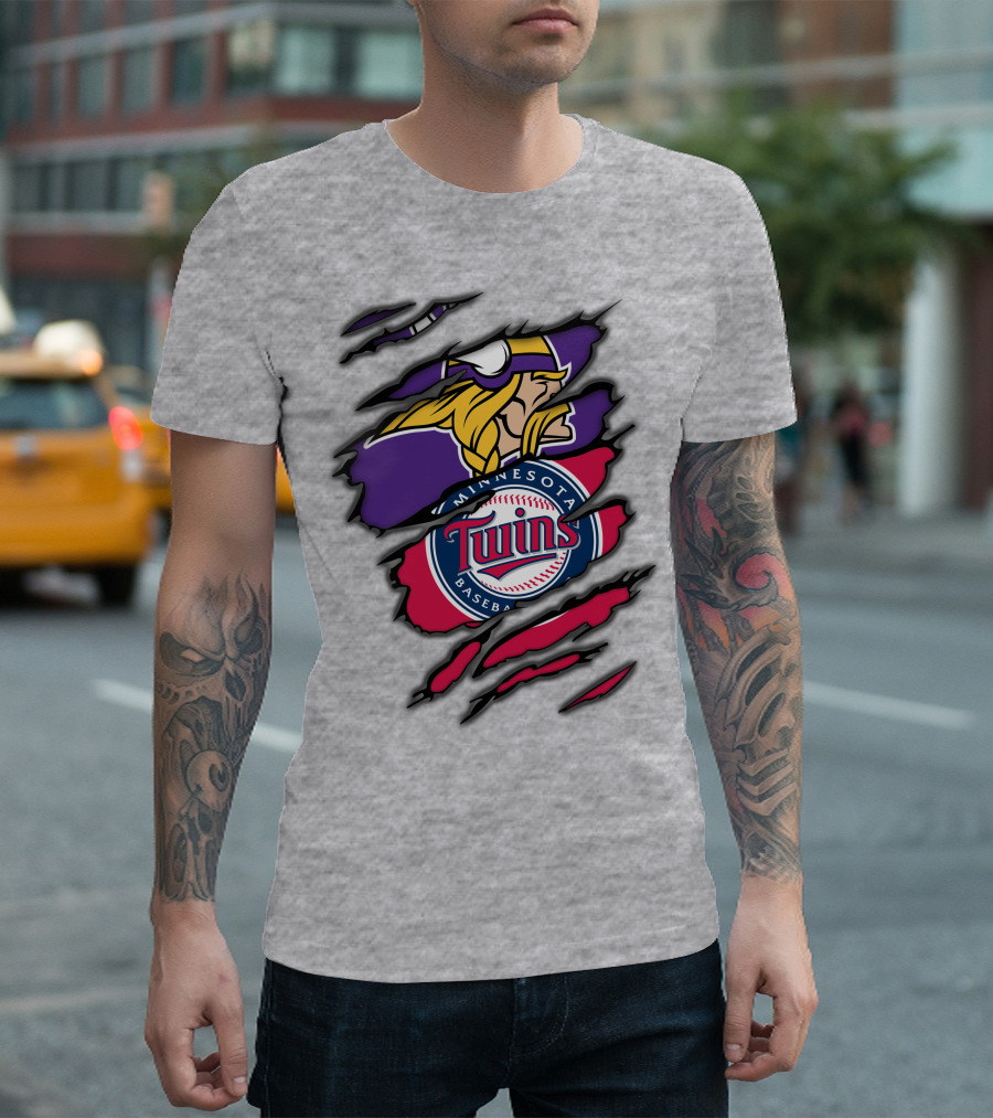 Minnesota Vikings and Twins Baseball Fusion T-Shirt