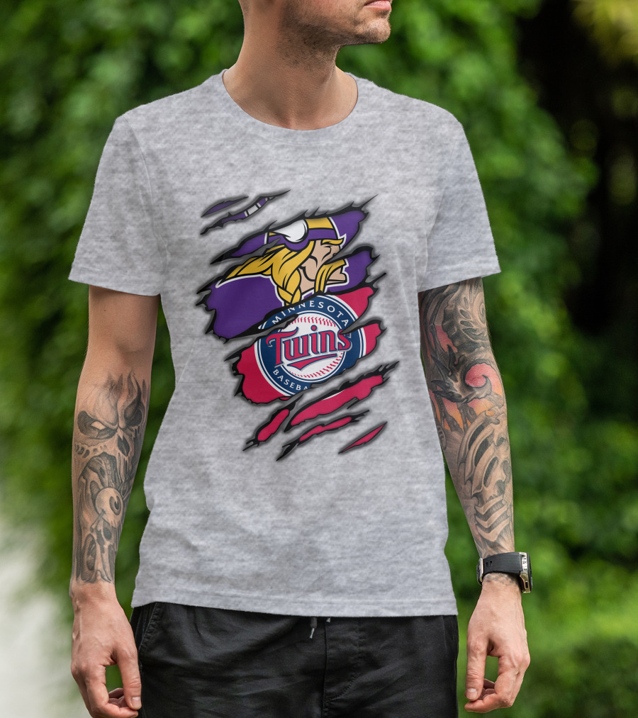 Minnesota Vikings And Twins Baseball Fusion T-Shirt