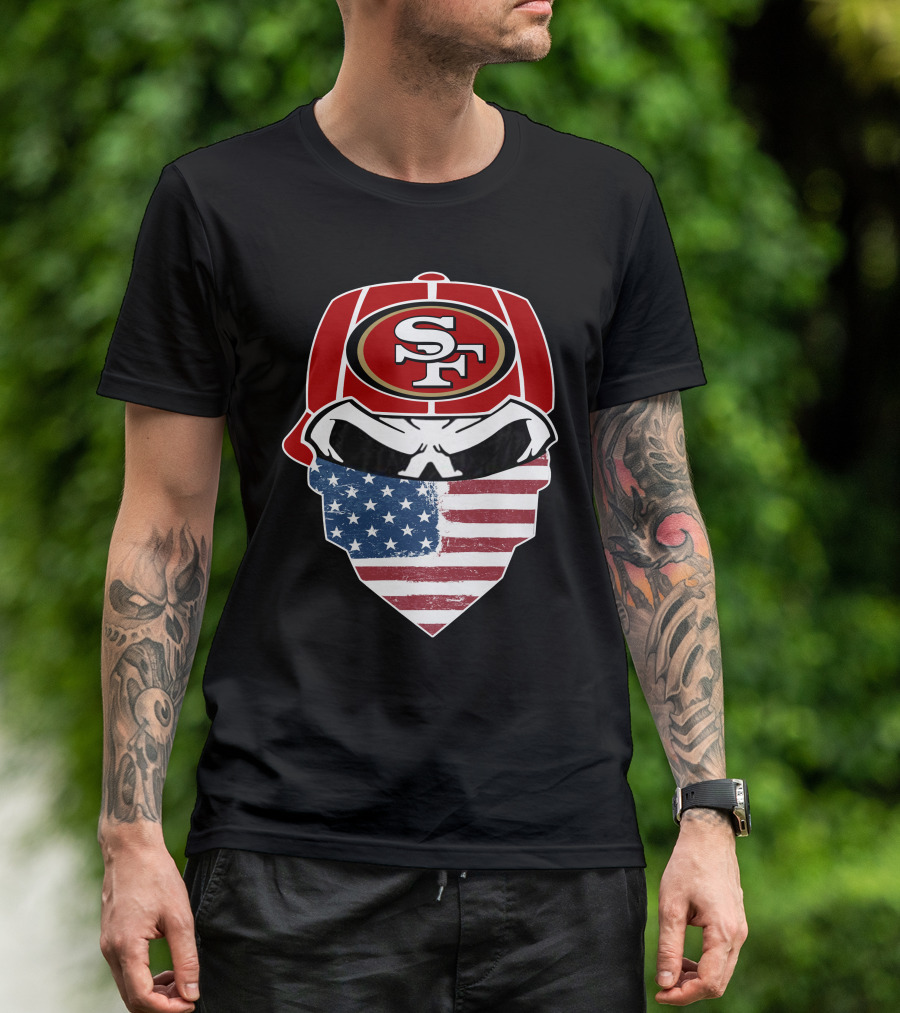 49ers Skull Sf American Flag Bandana T-Shirt