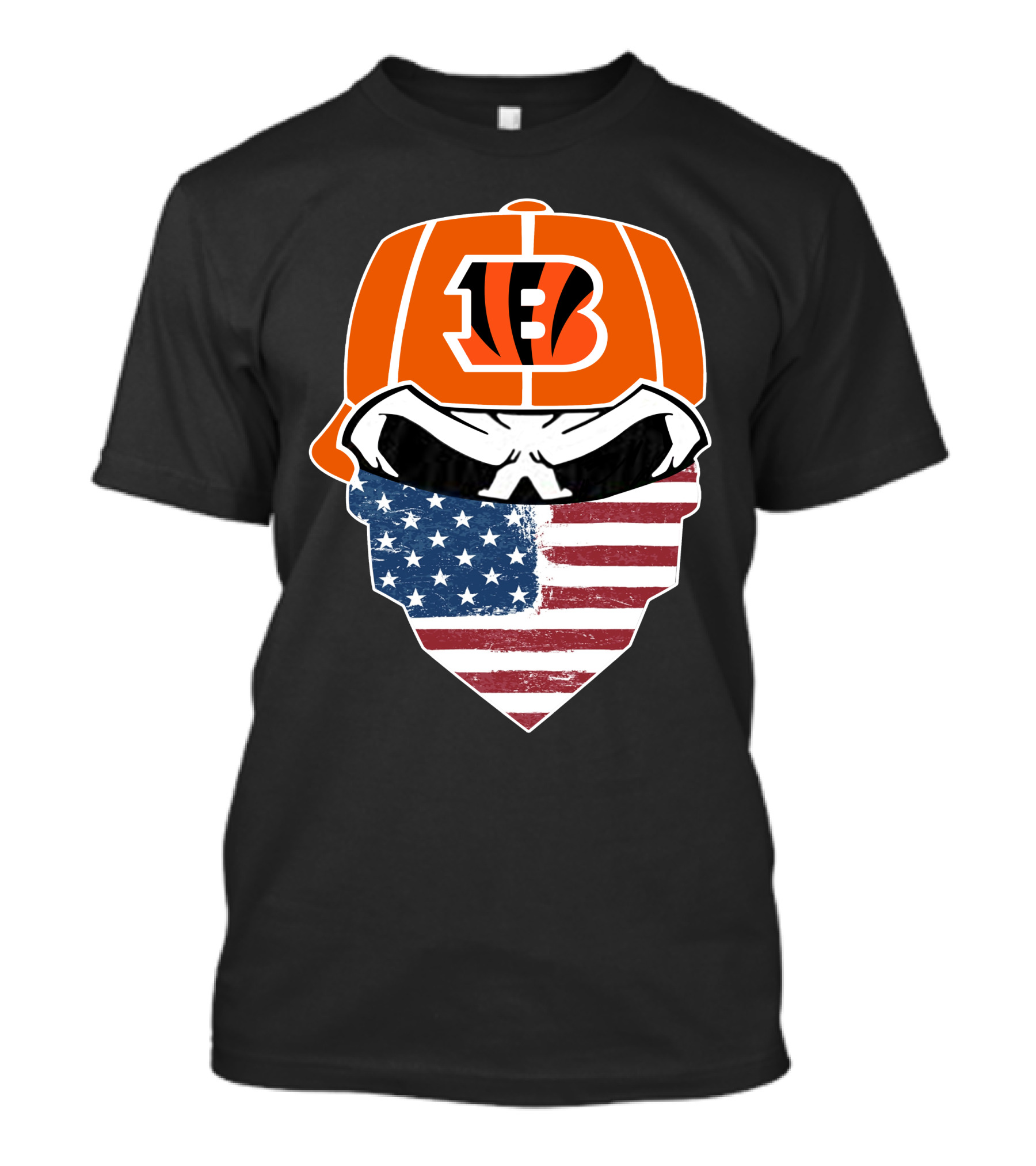 Bengals Skull American Flag Bandana T-Shirt