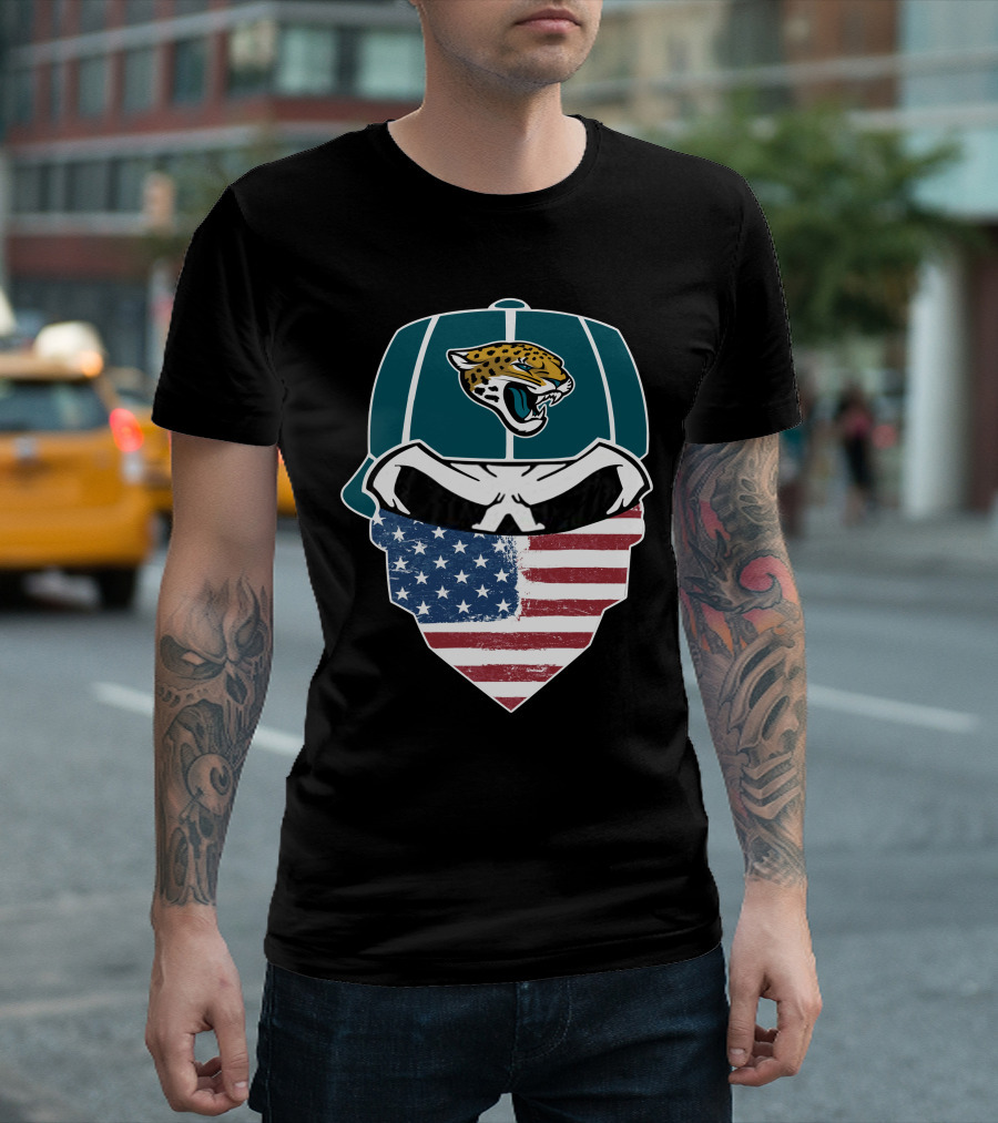 Jaguars Skull American Flag Bandana T-Shirt