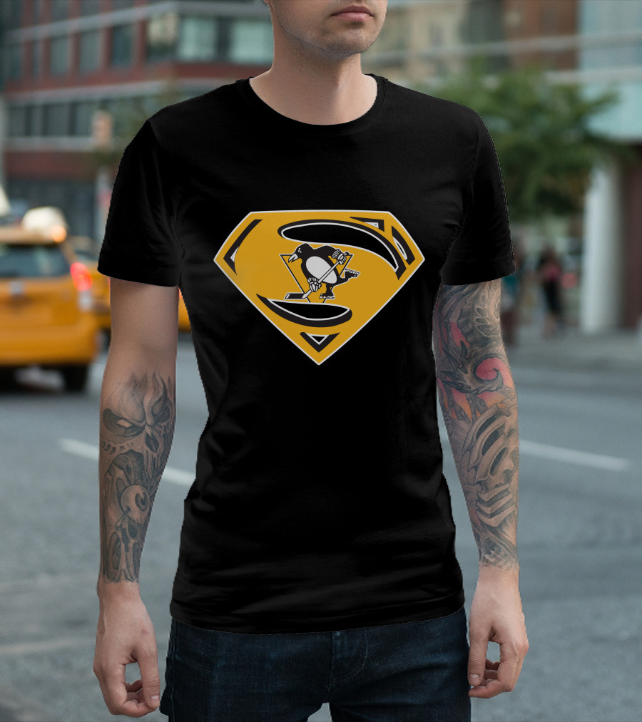 Superman Pittsburgh Penguins Hockey Logo Fusion T-Shirt