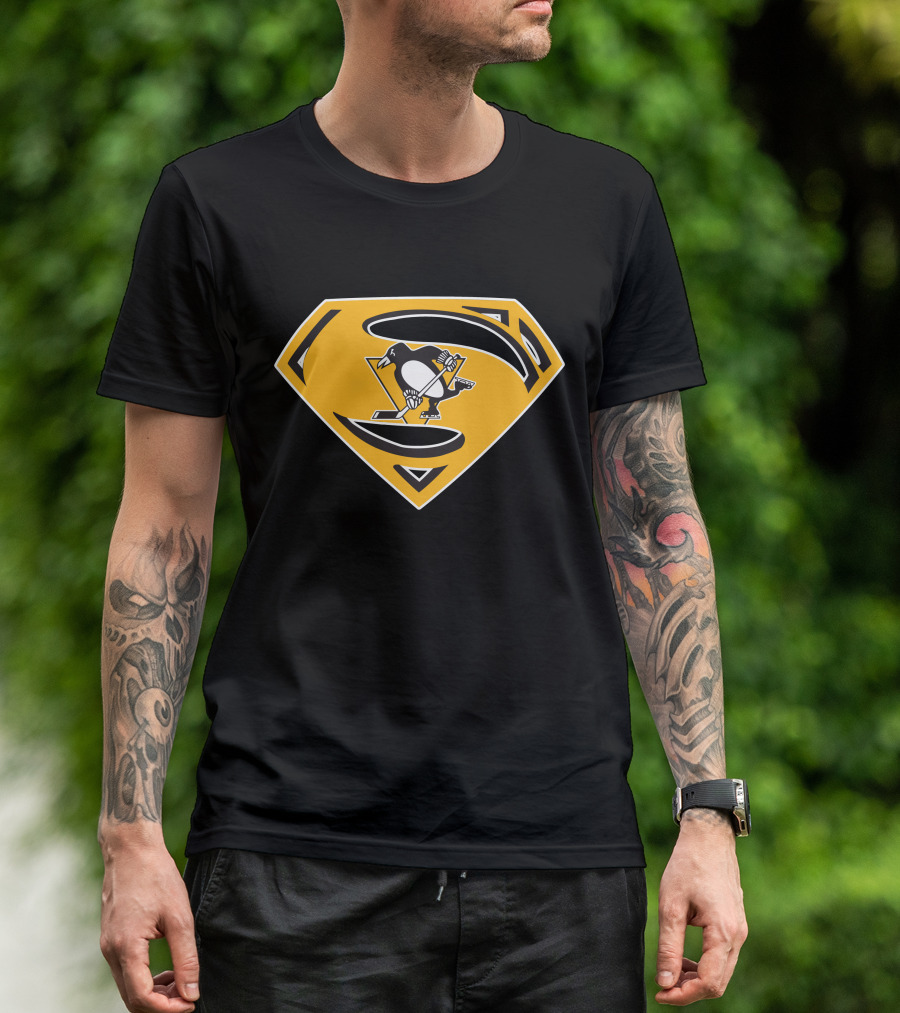Superman Pittsburgh Penguins Hockey Logo Fusion T-Shirt